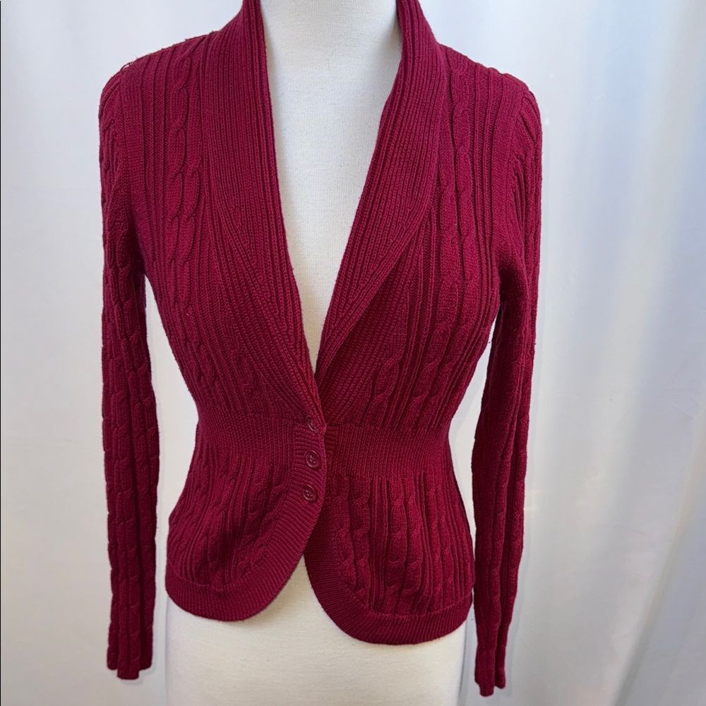 Croft & Barrow Red Cableknit Cardigan, Medium